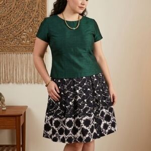 Thakoon For Target Black White Floral Print Shiboori Skirt Size 18